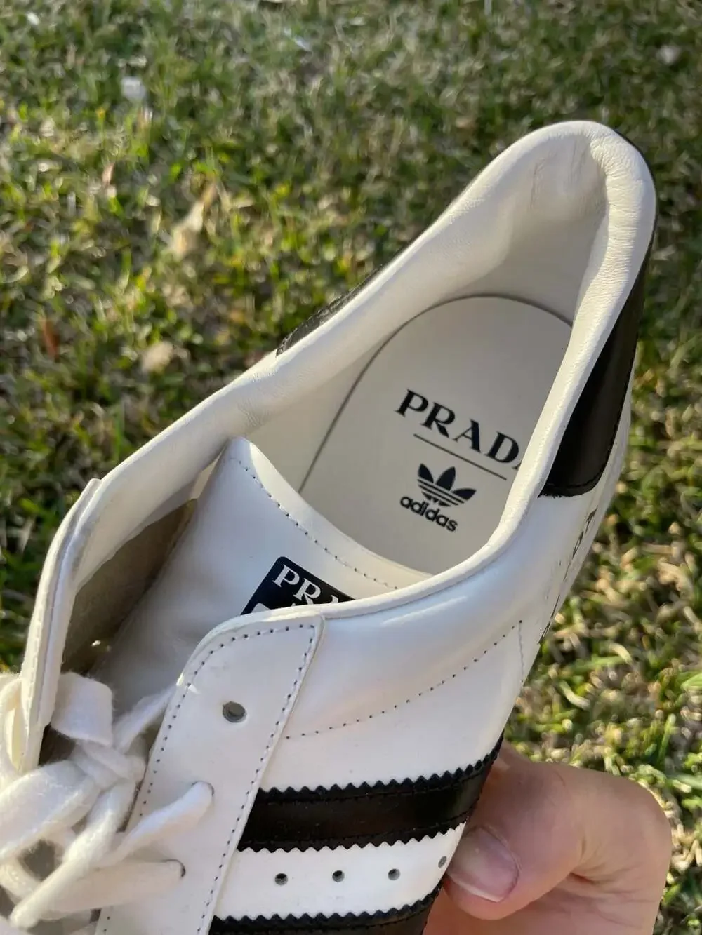Prada x Adidas Superstar Low-Top Sneakers in White and Black